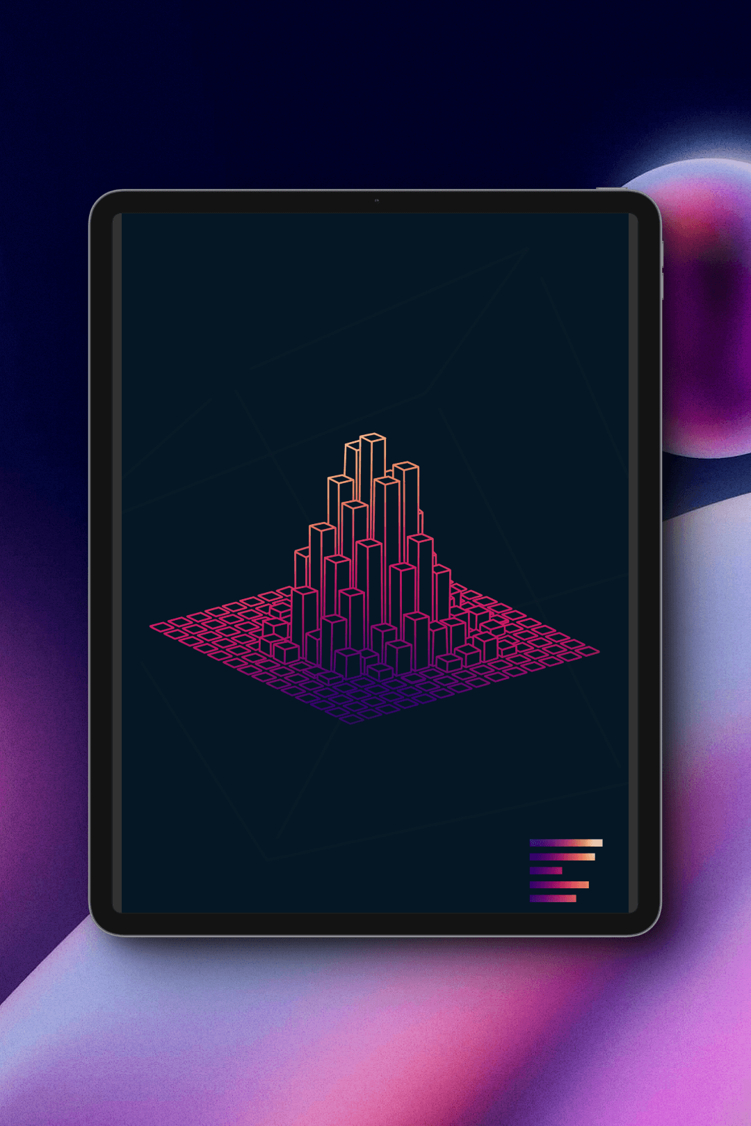 iPad with preview of Gradients wallpaper/cover pack in square grid style