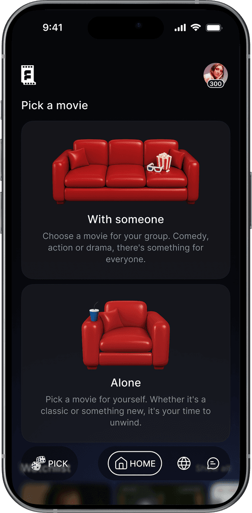 Flickhunt movie picker showing shared movie selection