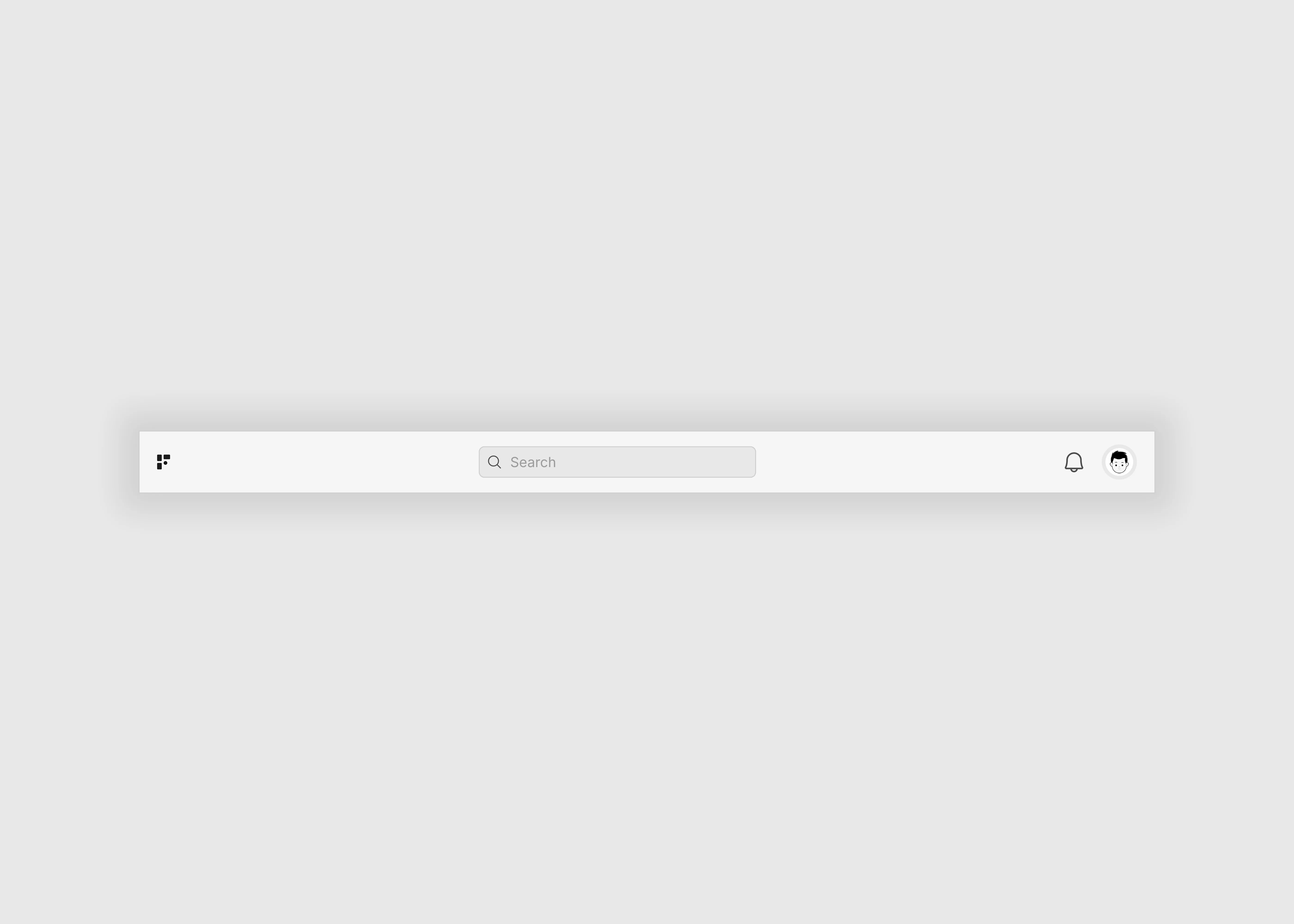 A light themed simple navigation bar with a search light box.