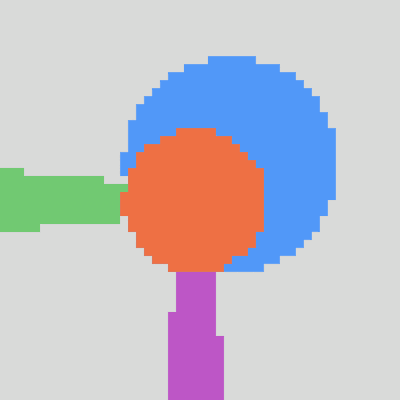 A visualization of selection hover areas for Hana