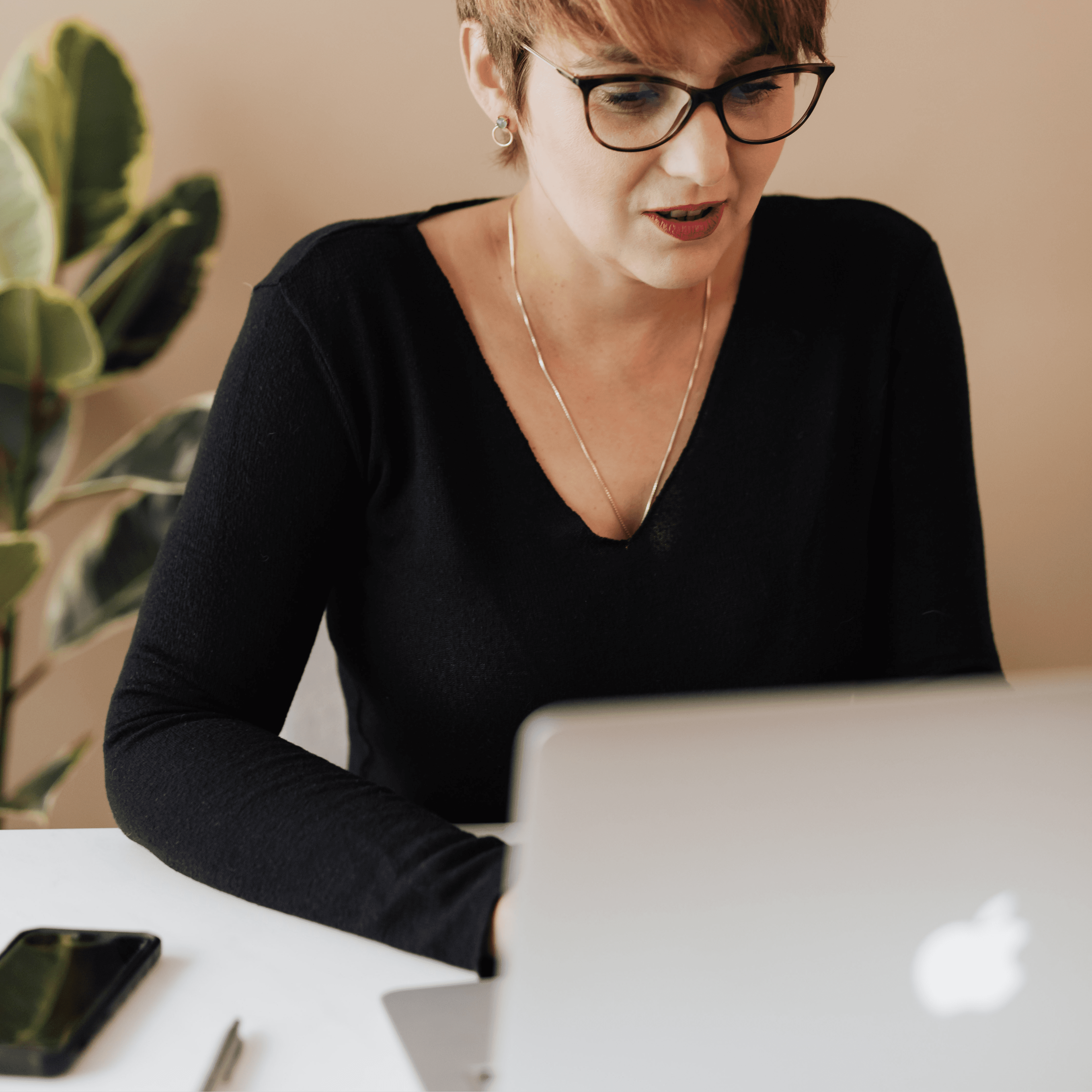 Portrait of medium brown and white dog on pink background