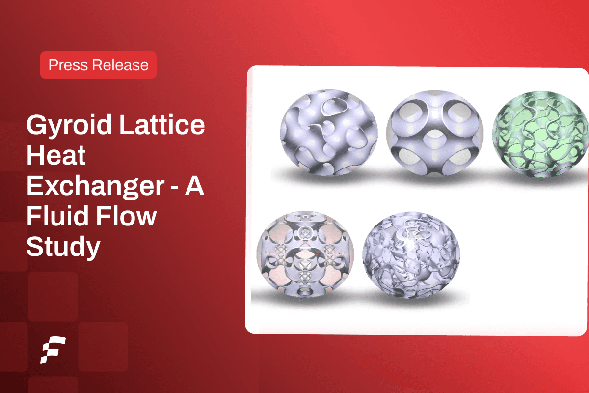 A 3D rendering of a gyroid lattice structure designed for a heat exchanger study.