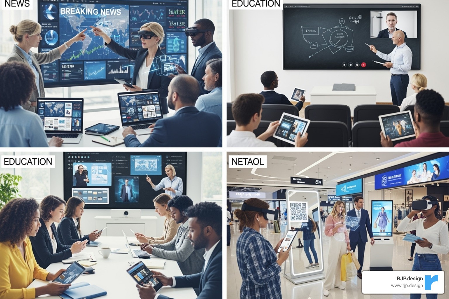 new media applications in different sectors like news, education, and retail - new media solutions
