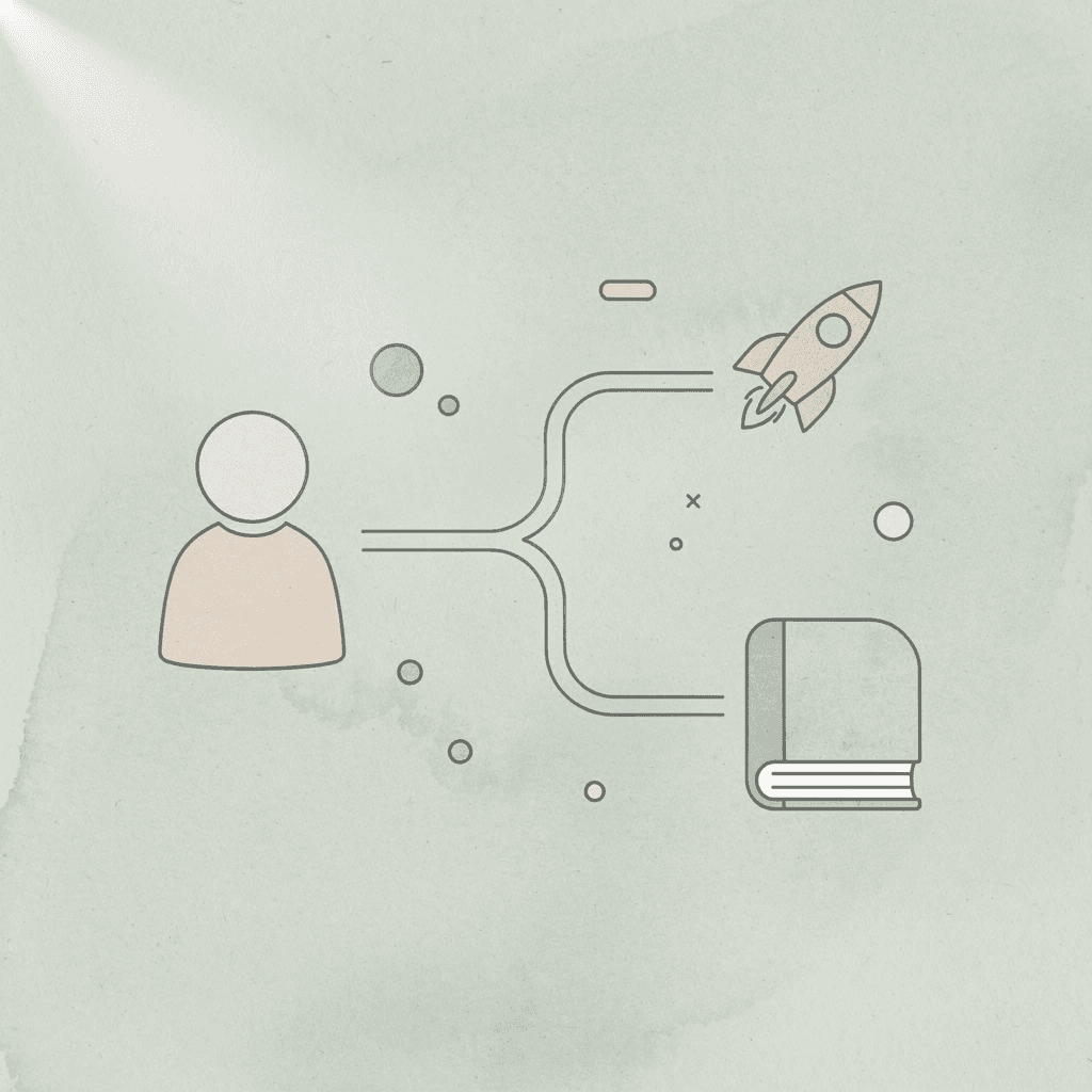 Icon splitting into two paths representing tool mismatch