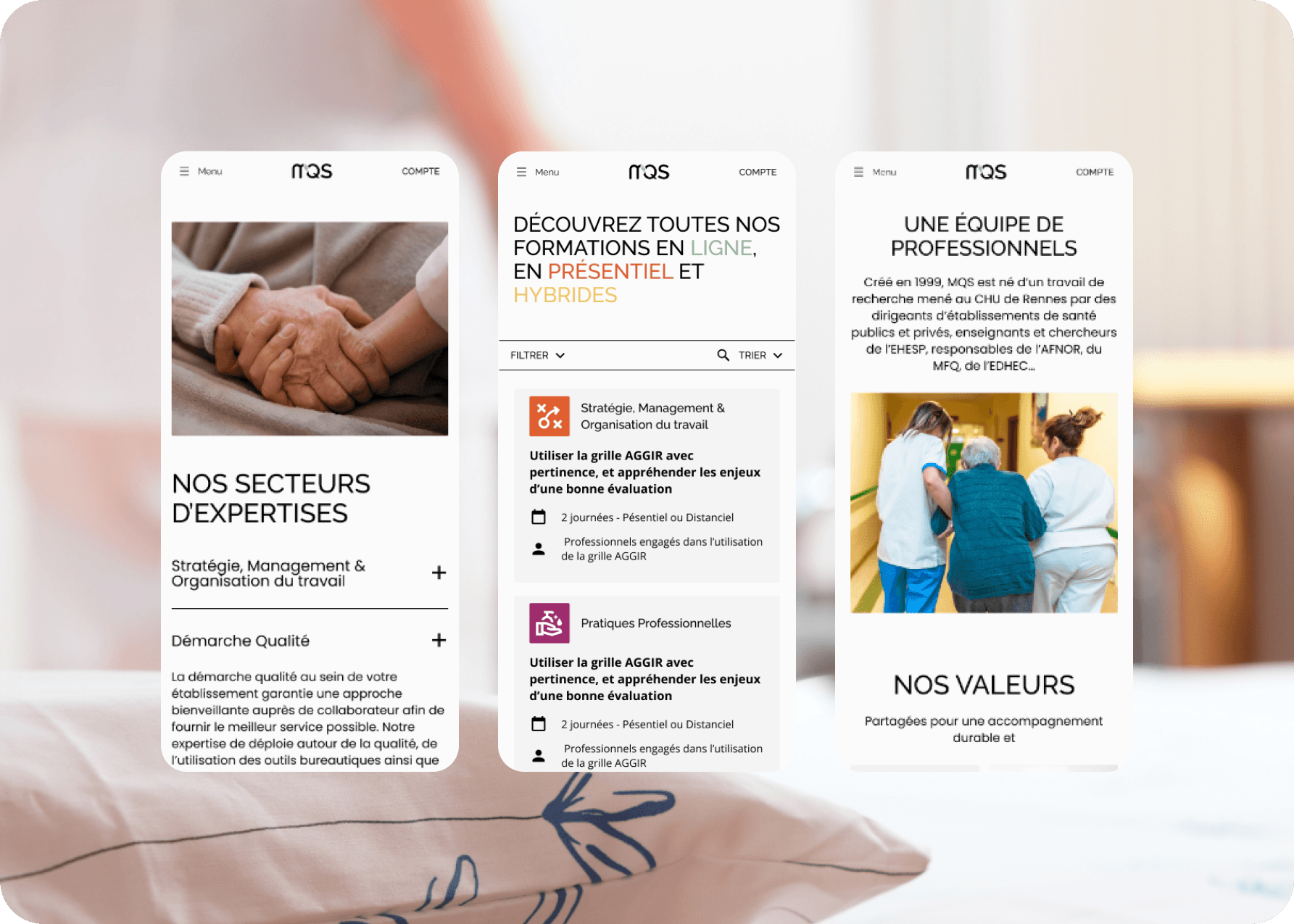 Design responsive mobile site organisme formation — UX simple et accessible, Mélanie Depré