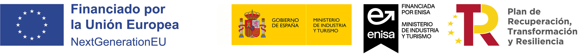 Logos de la Unión Europea, Gobierno de España, Enisa y Plan de Recuperación, Transformación y Resiliencia.