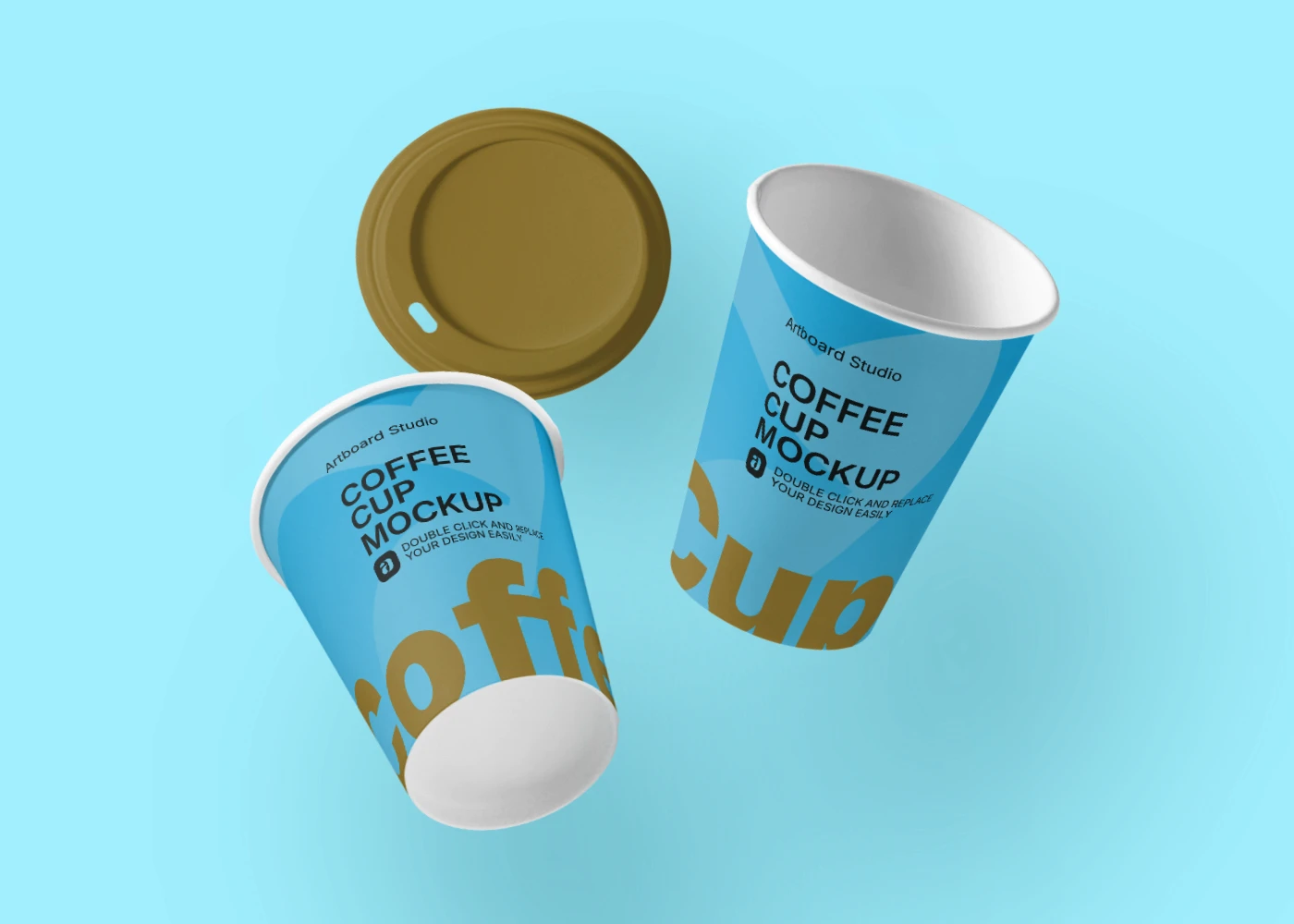 Floating paper cup mockup