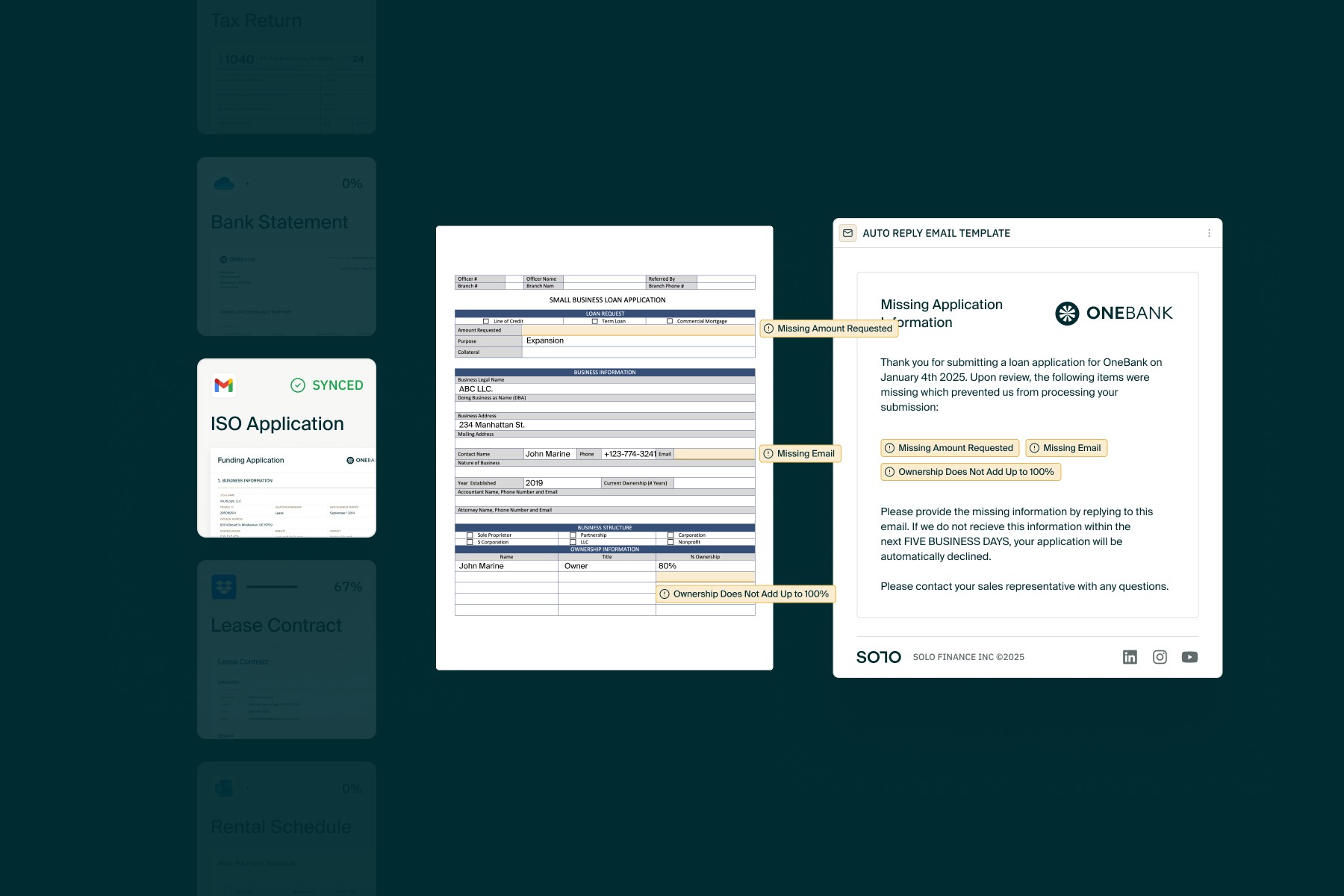 Merchant cash advance document automation tool for intelligent document processing