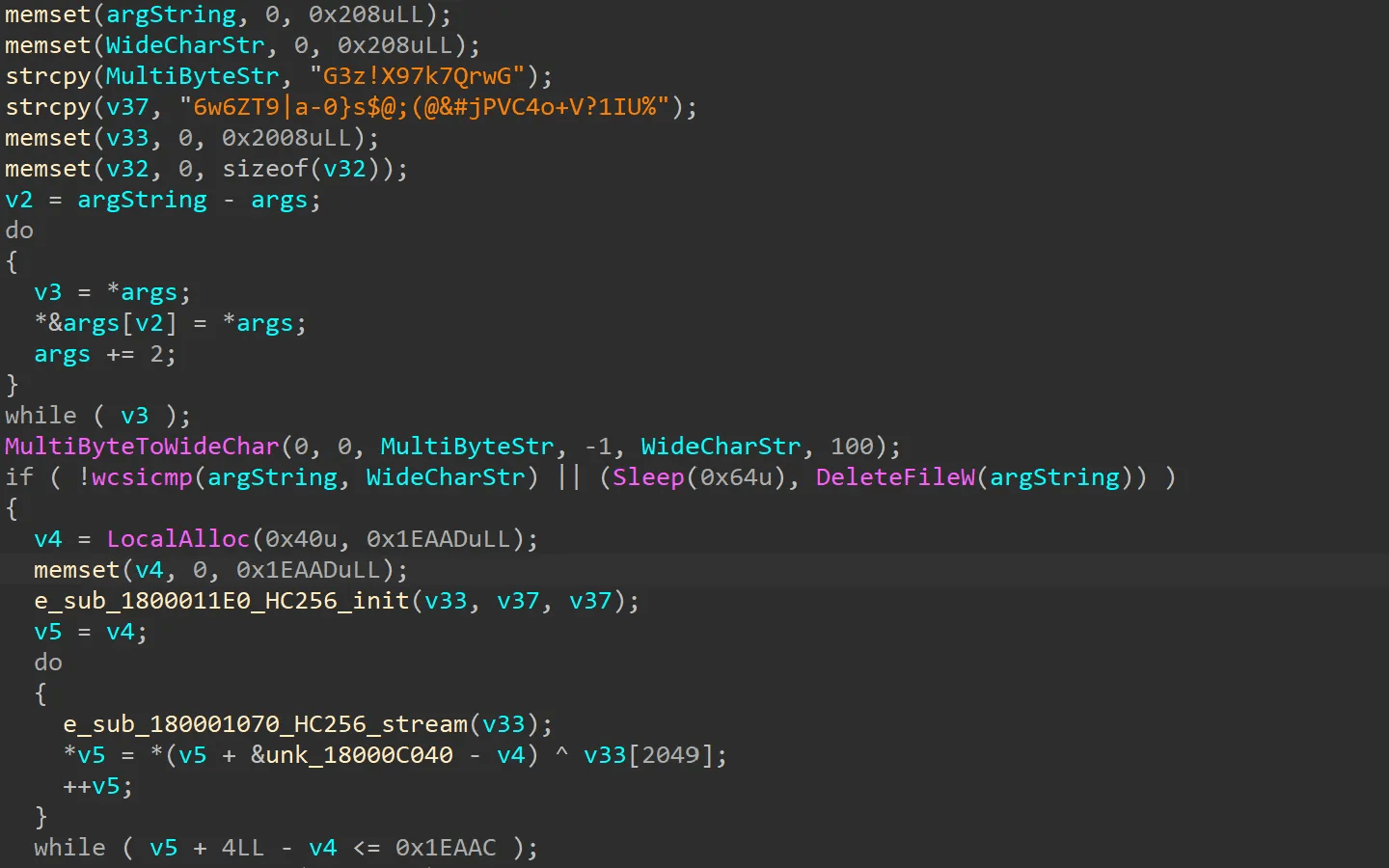 argument value validation and decryption routine