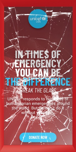 UNICEF vertical display creative.