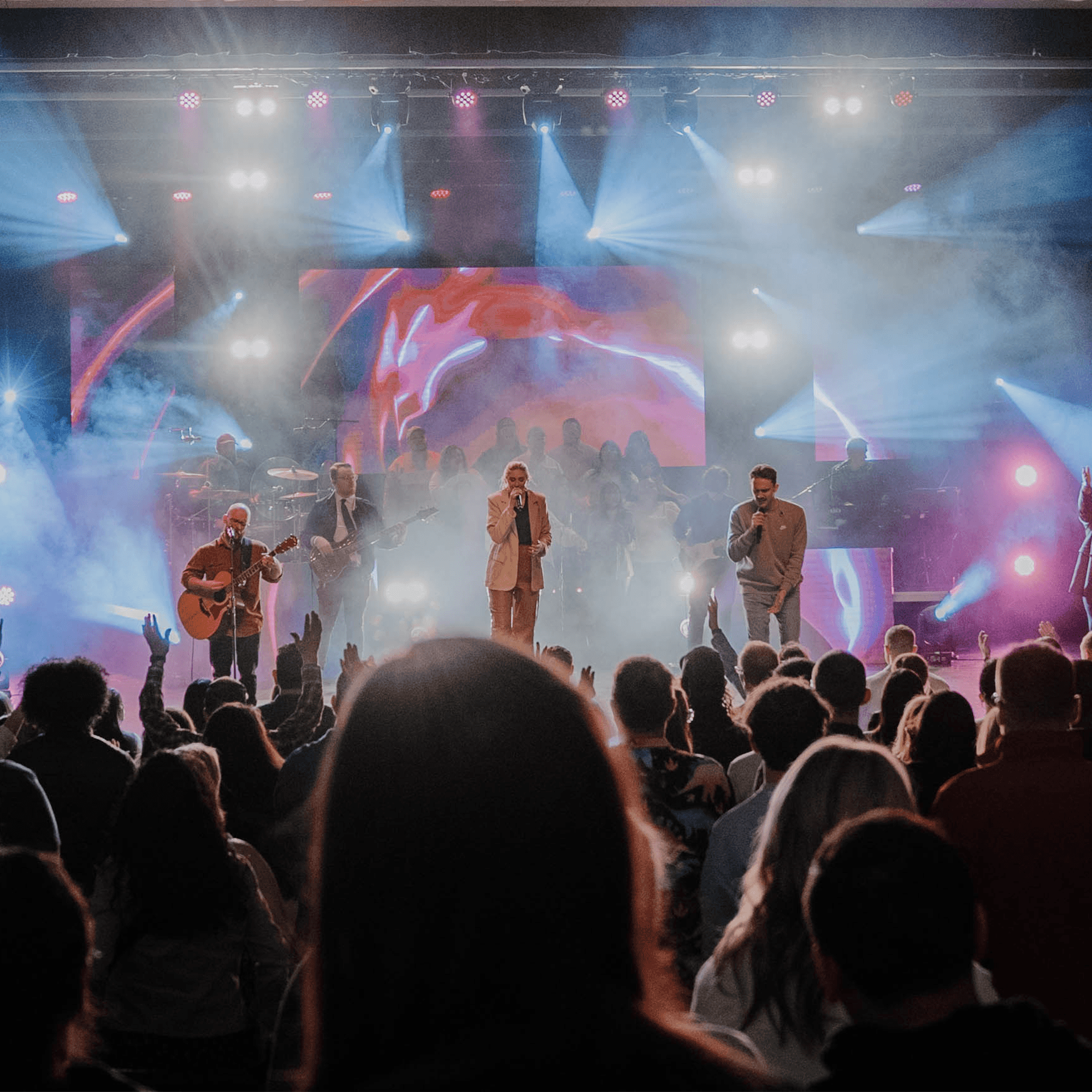 Our worship team leading the audience.