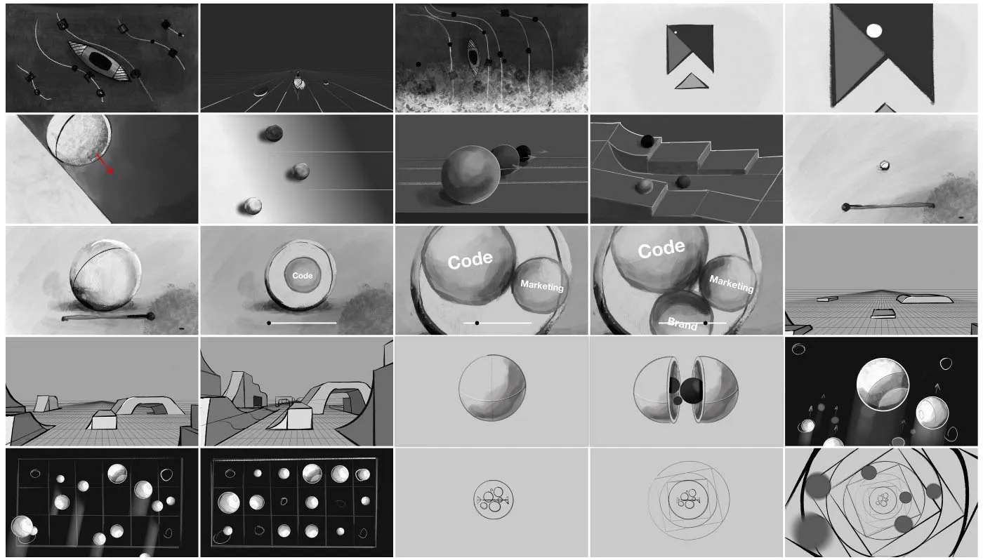 A collage of various abstract black and white patterns and textures, showcasing diverse artistic designs.