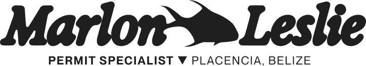 Marlon Leslie rounded serif logotype with a silhouette of a fish and tagline