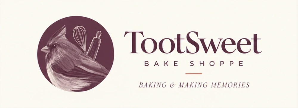 TootSweet Bake Shoppe logo featuring the cardinal, wordmark, and tagline