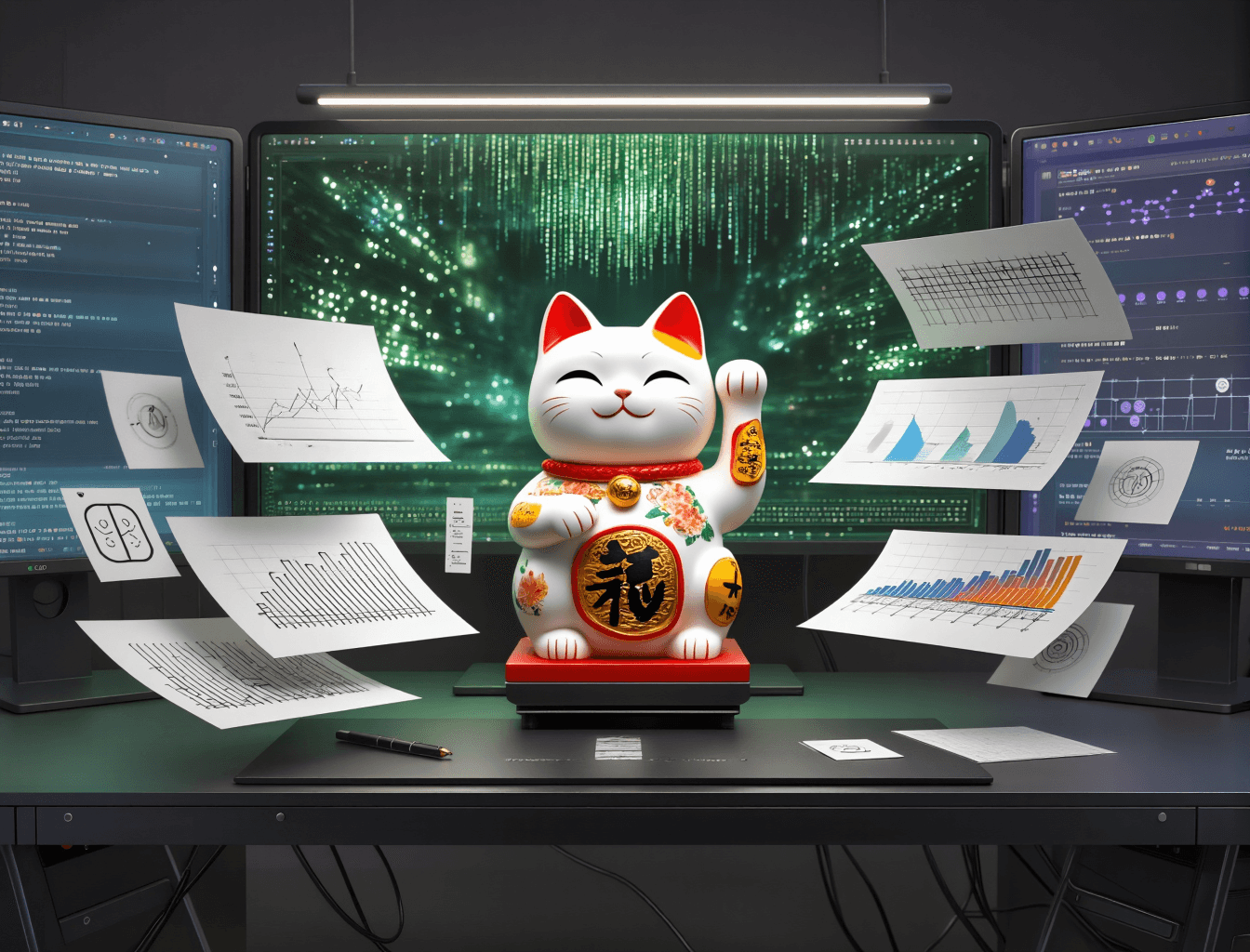 Four diverse professionals collaboratively working on a laptop, with one person pointing at the screen while others observe.