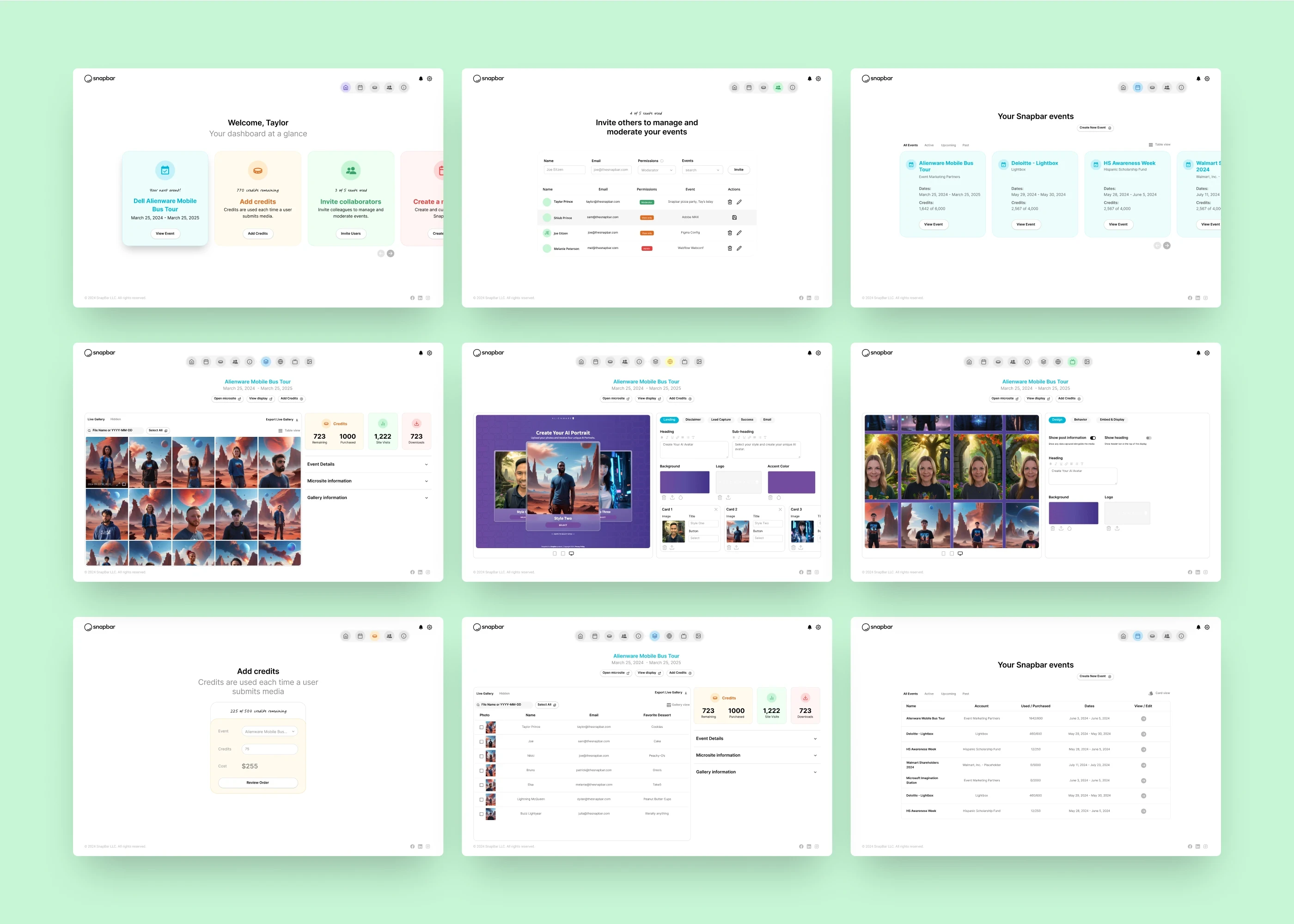 Snapbar Studio Headshot platform interface design