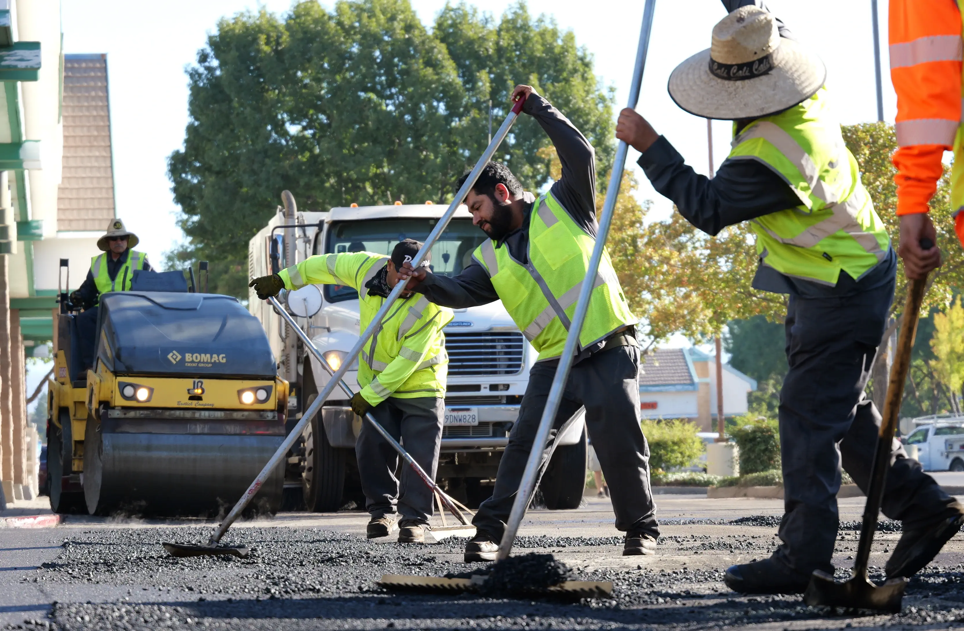 Asphalt crew hard at work on project