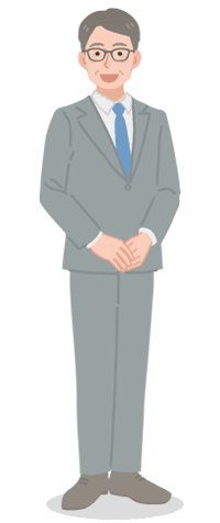 弁護士・税理士である原島をイメージしたスーツを着た男性のイラスト。
