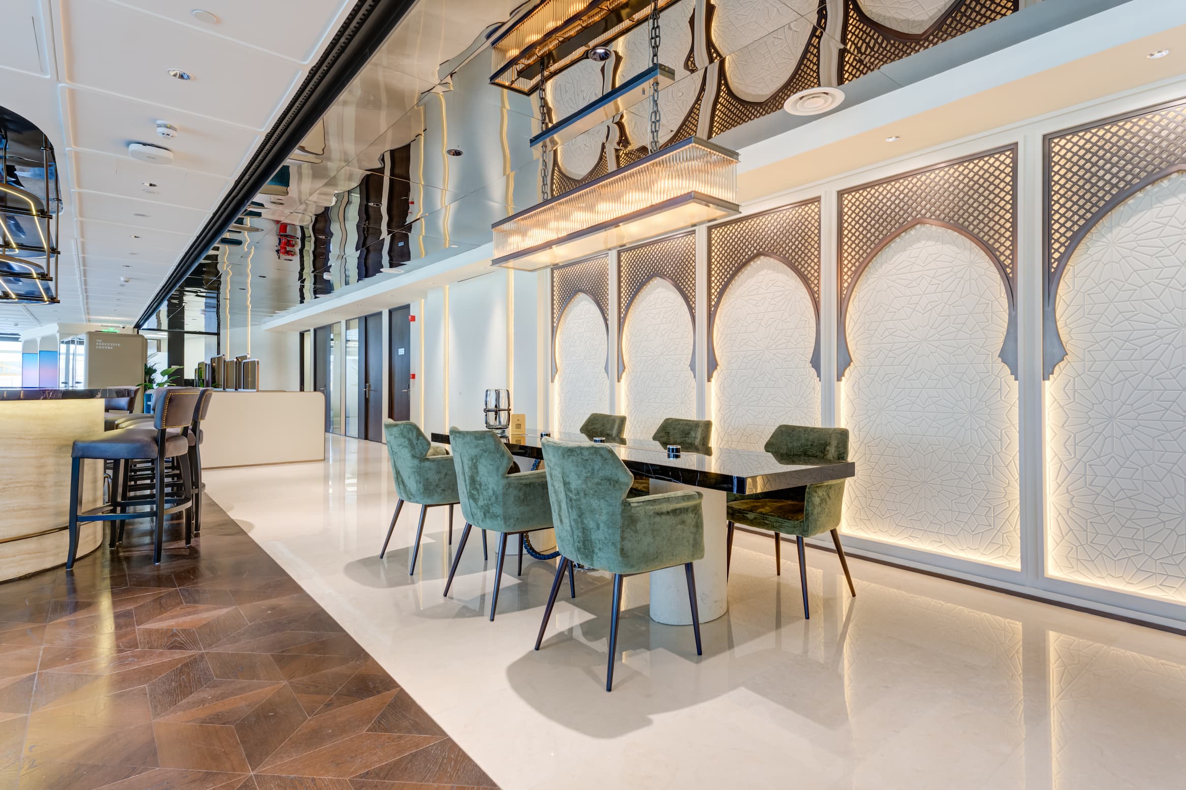 TEC KSA KAFD workspace with clean design, polished surfaces, and city views