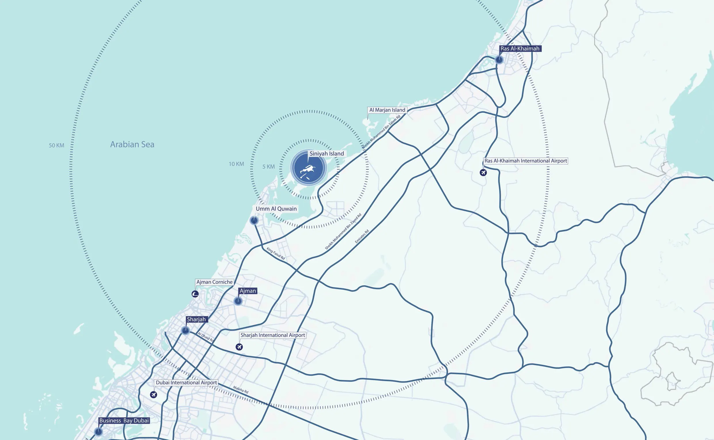 Sobha Siniya Island Location Map