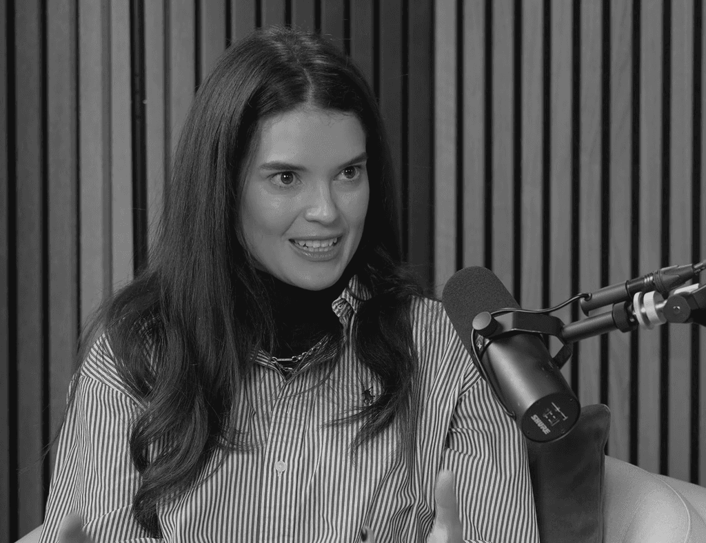 Sarah Ann Macklin talking on podcast