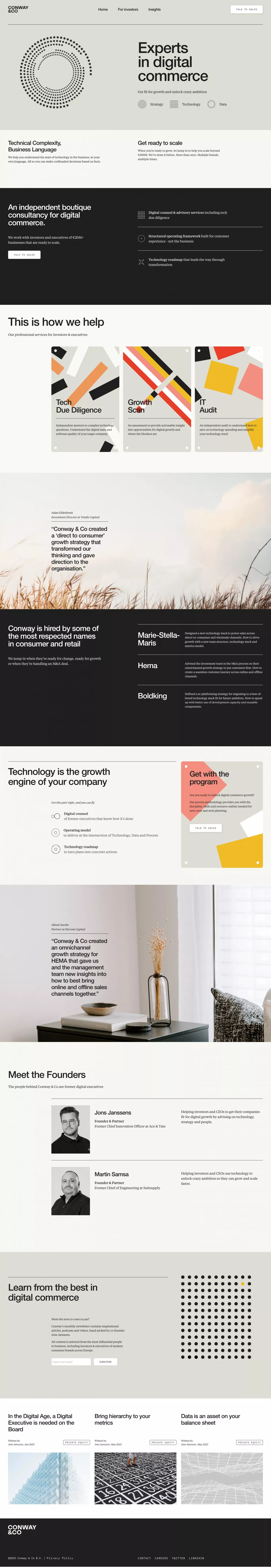 Conway & Co landing page screenshot showcasing Ecommerce design
