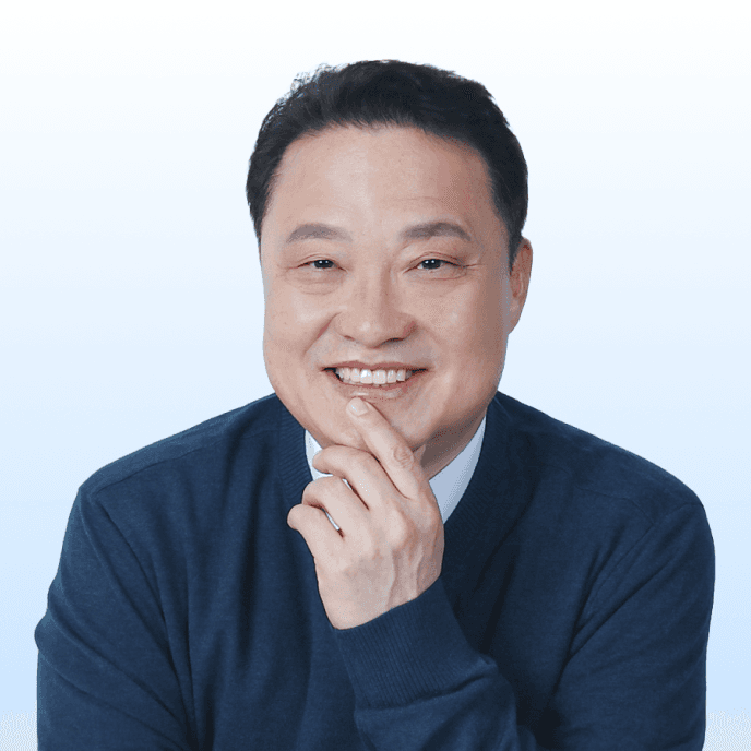 Portrait of a young man on a blue background