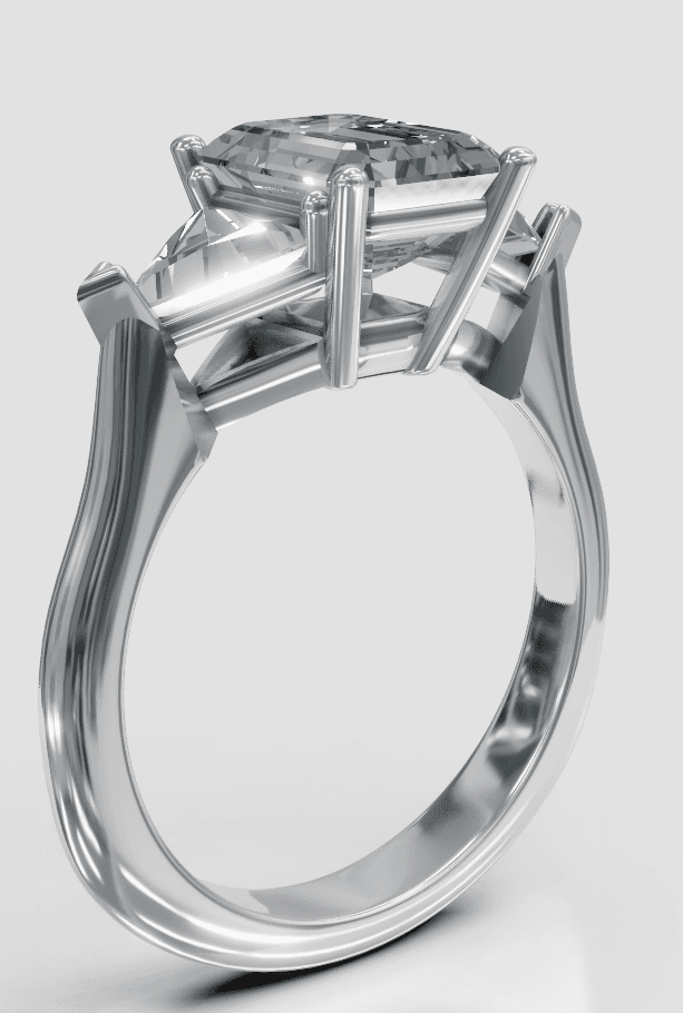 Maverick Style - Three Stone (prongs) - $3,000 (with side diamonds)