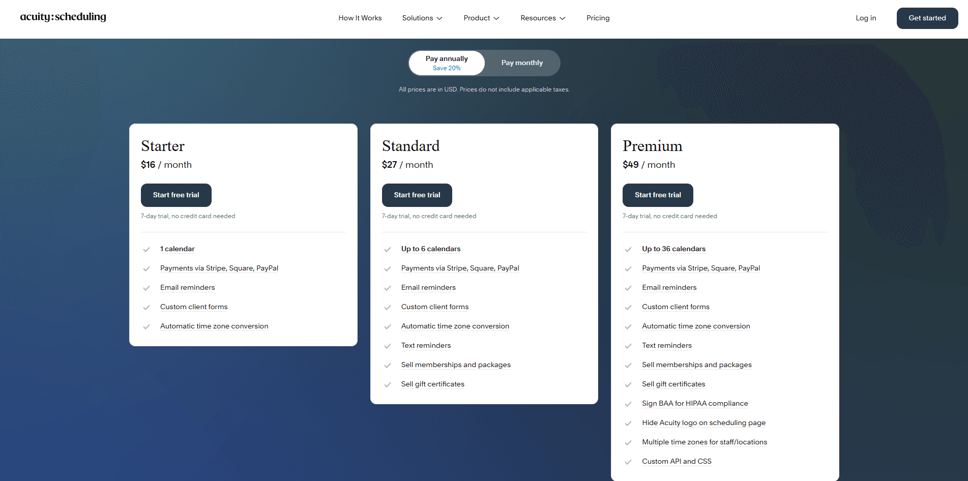 Acuity Scheduling paid plans