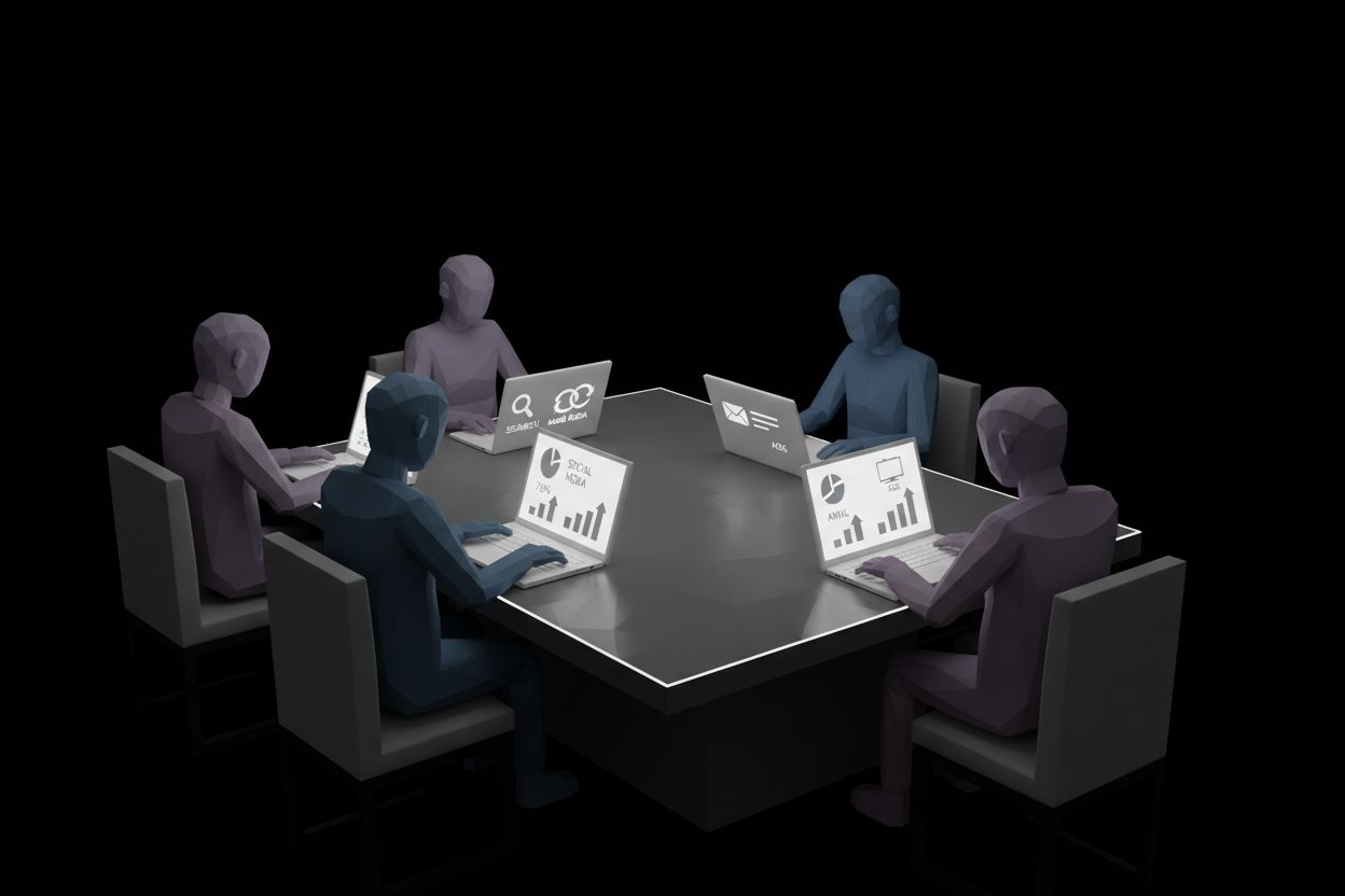 Un equipo de marketing revisa varios canales