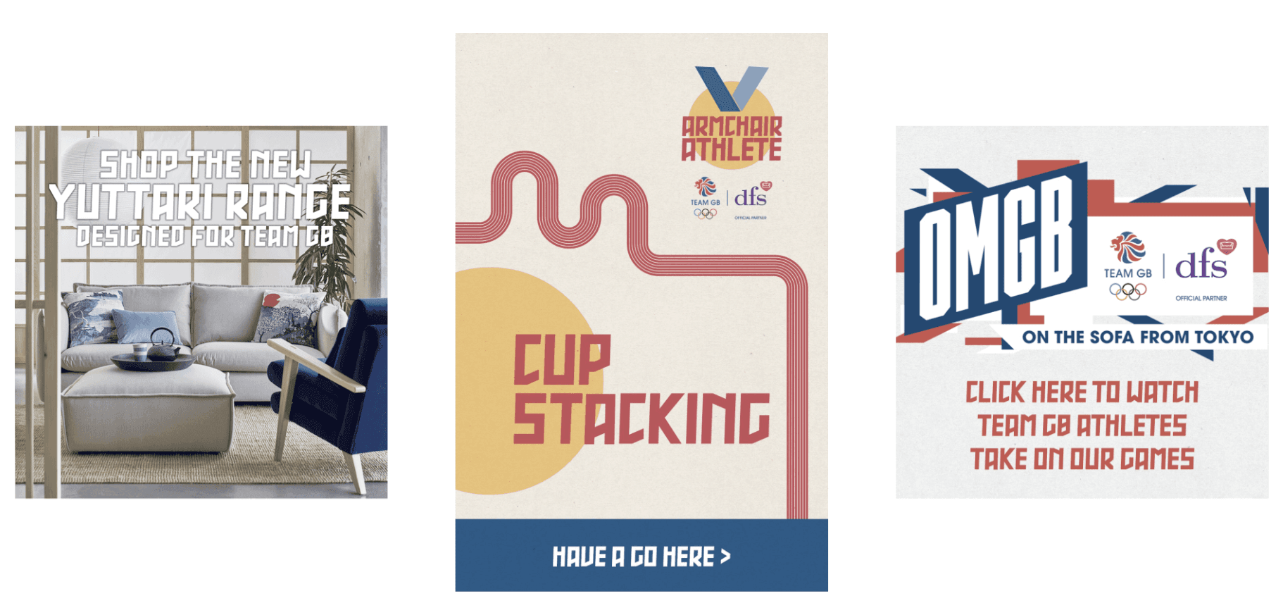 Amondo Click-Through Tiles promoting DFS Team GB Yuttari range