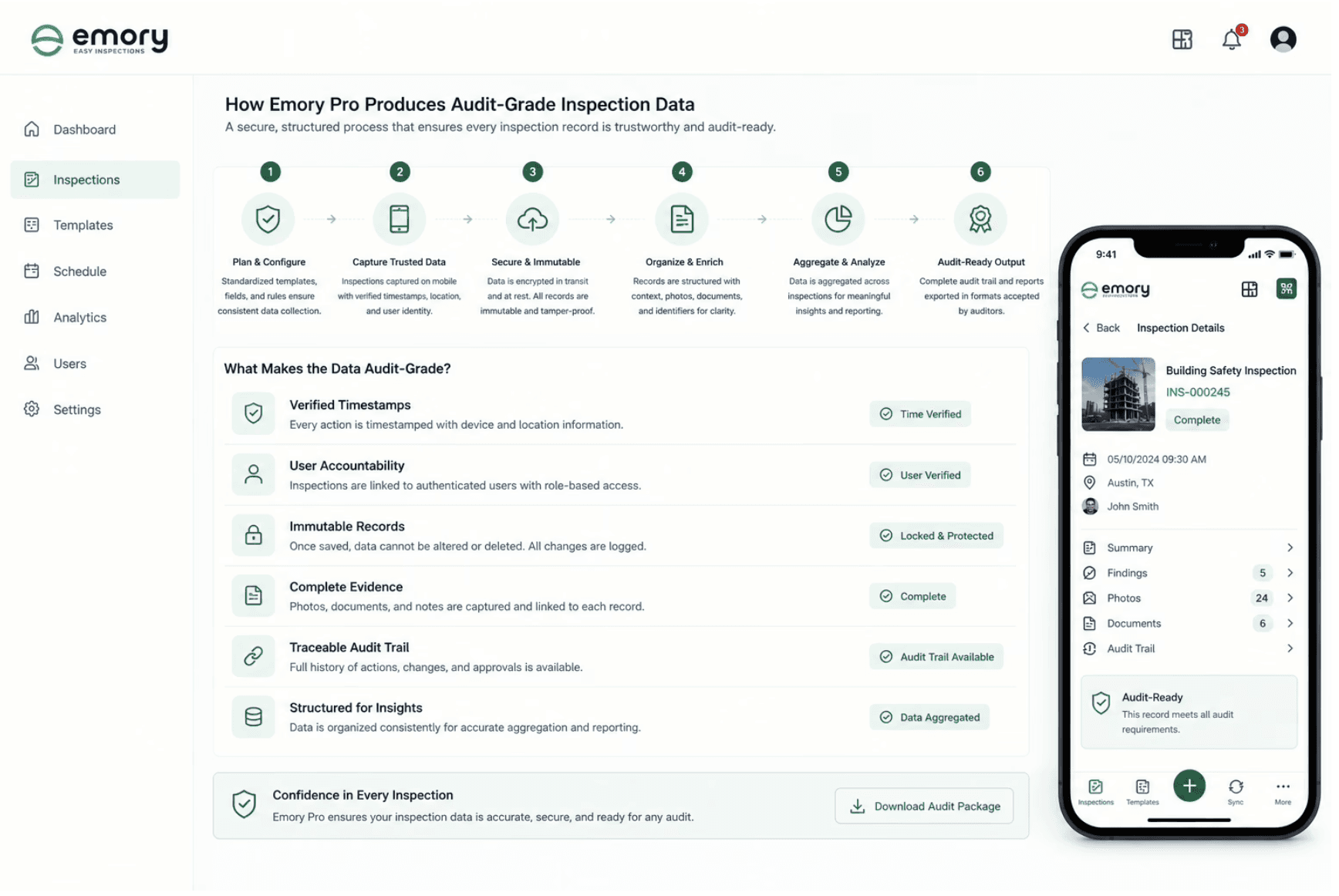 How Emory Pro Produces Audit-Grade Inspection Data?