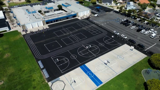 Aerial photo of custom painted school playground
