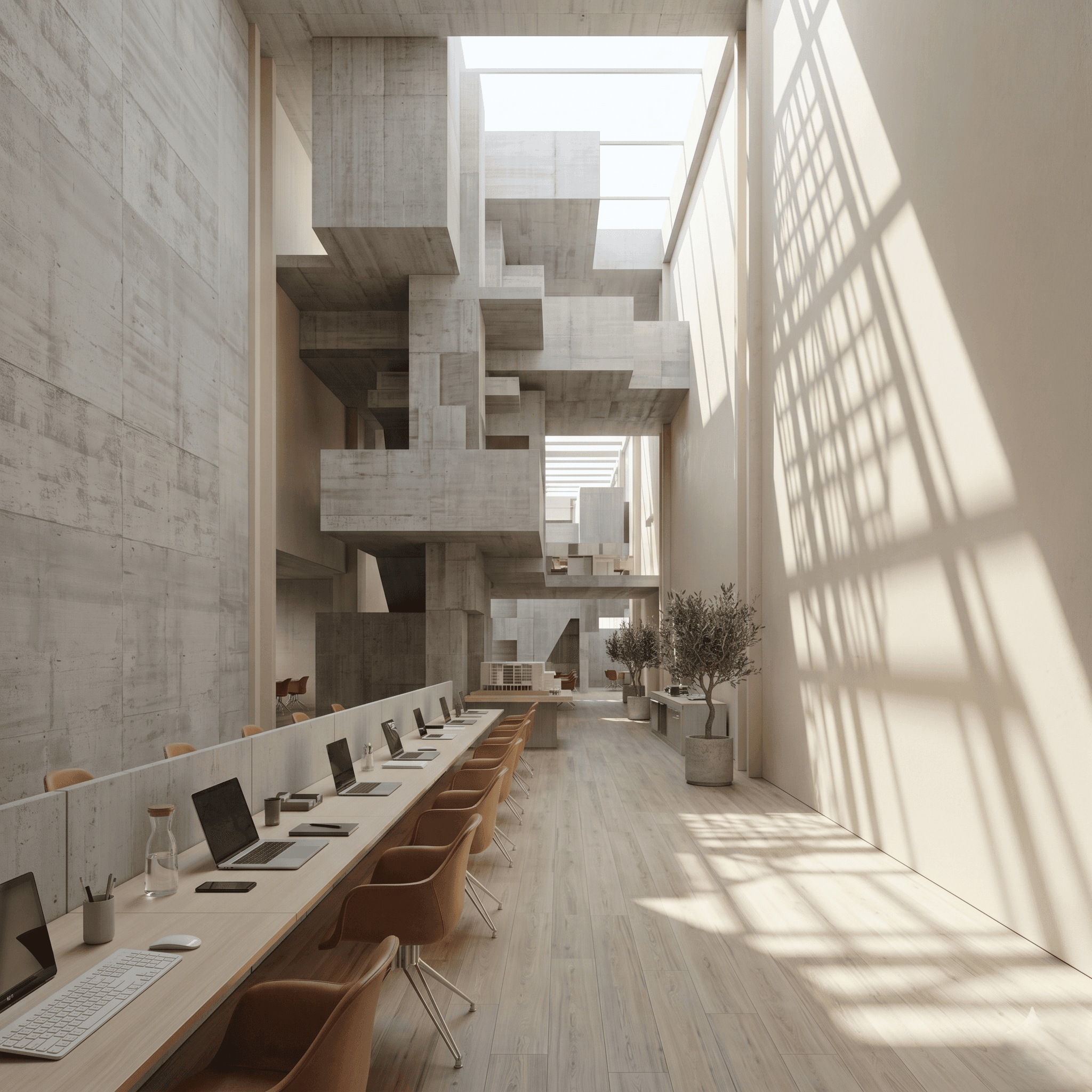 a minimal and modern inetrior of a workspace 