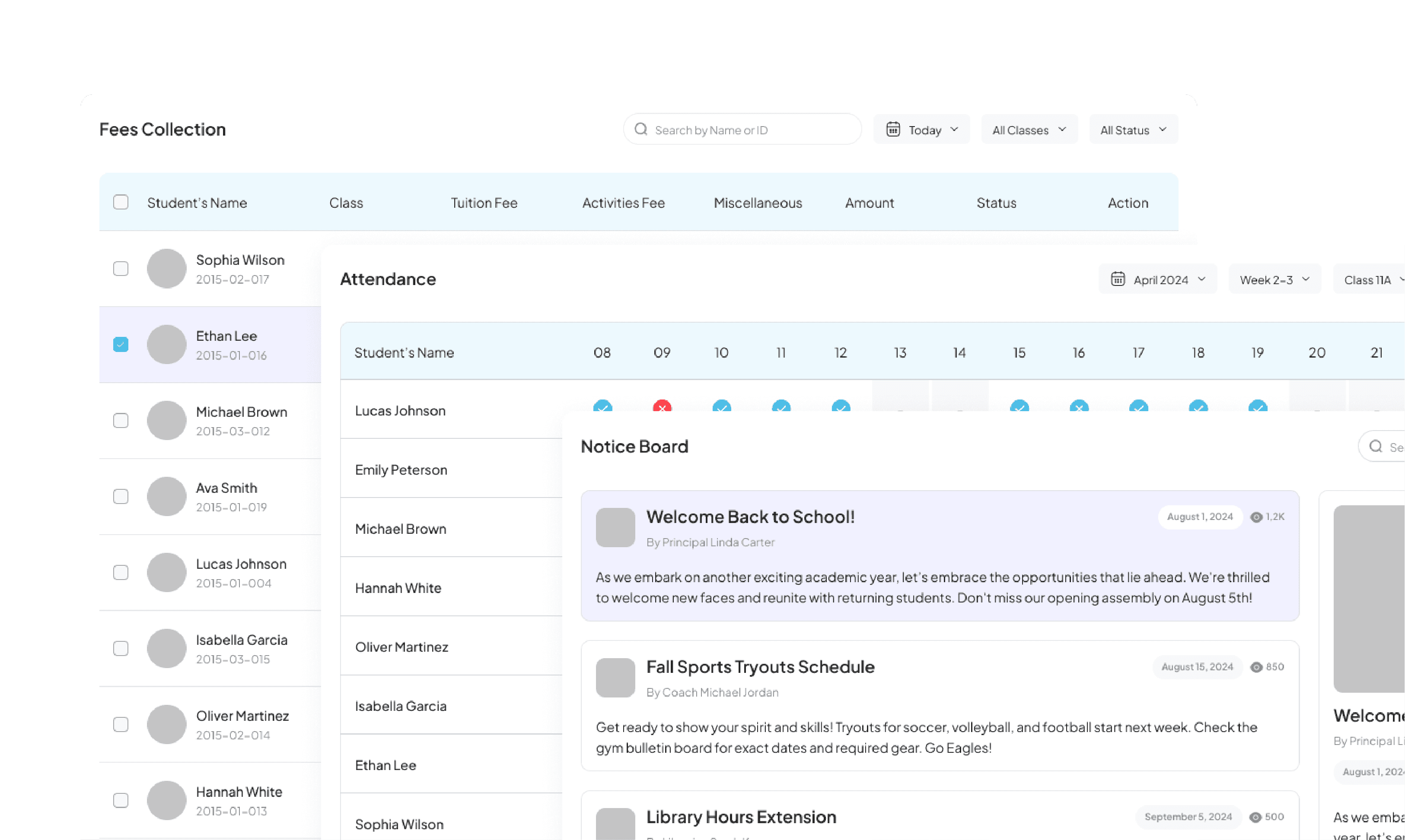 Integration performance stats for Nuvio, Klyra, and Veltix with percentage changes.