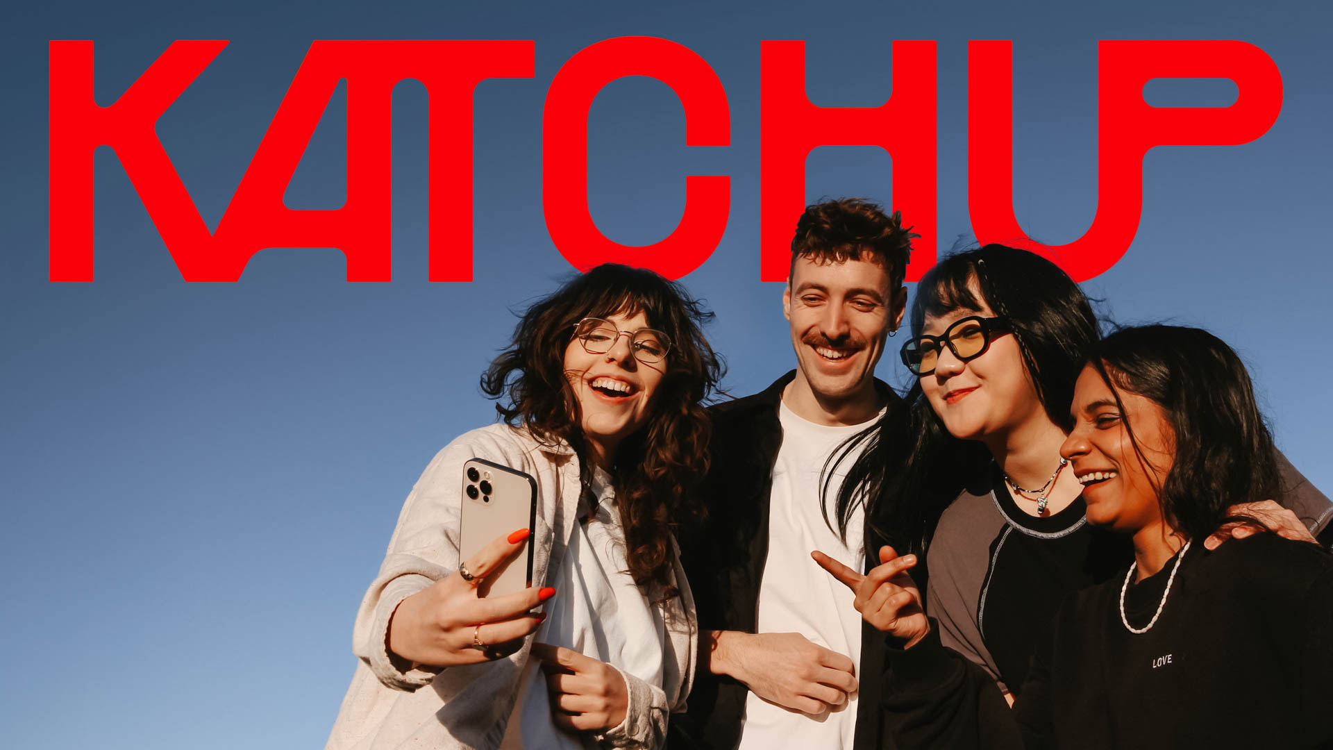 A collage showcasing KATCHUP, a social app designed to enhance social life through Time-Matches and AI. The images include the KATCHUP logo, users engaging in social activities, and promotional graphics highlighting features like event planning and social balance.