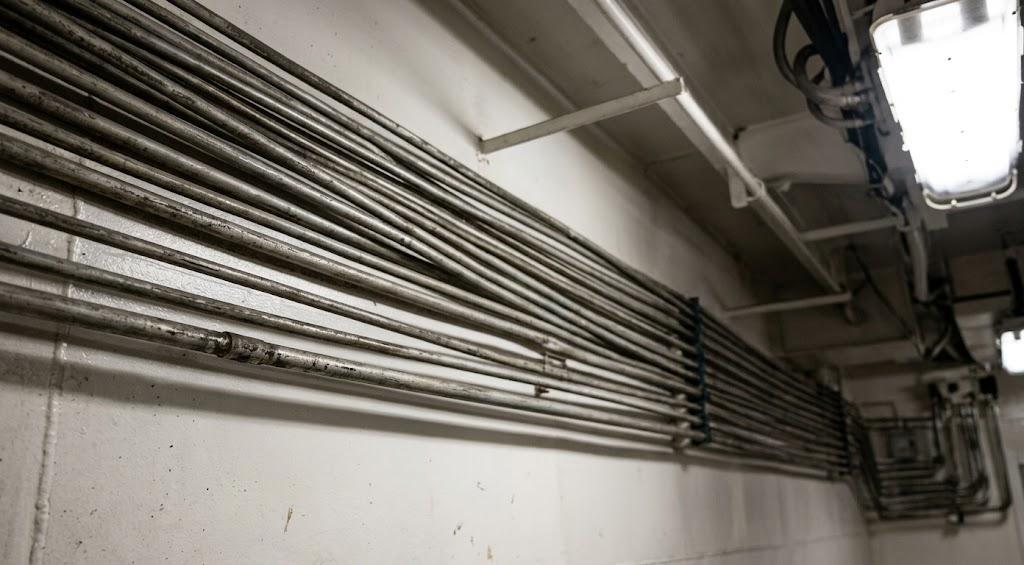 Renew tubing pipe line at galley — Before repair.
