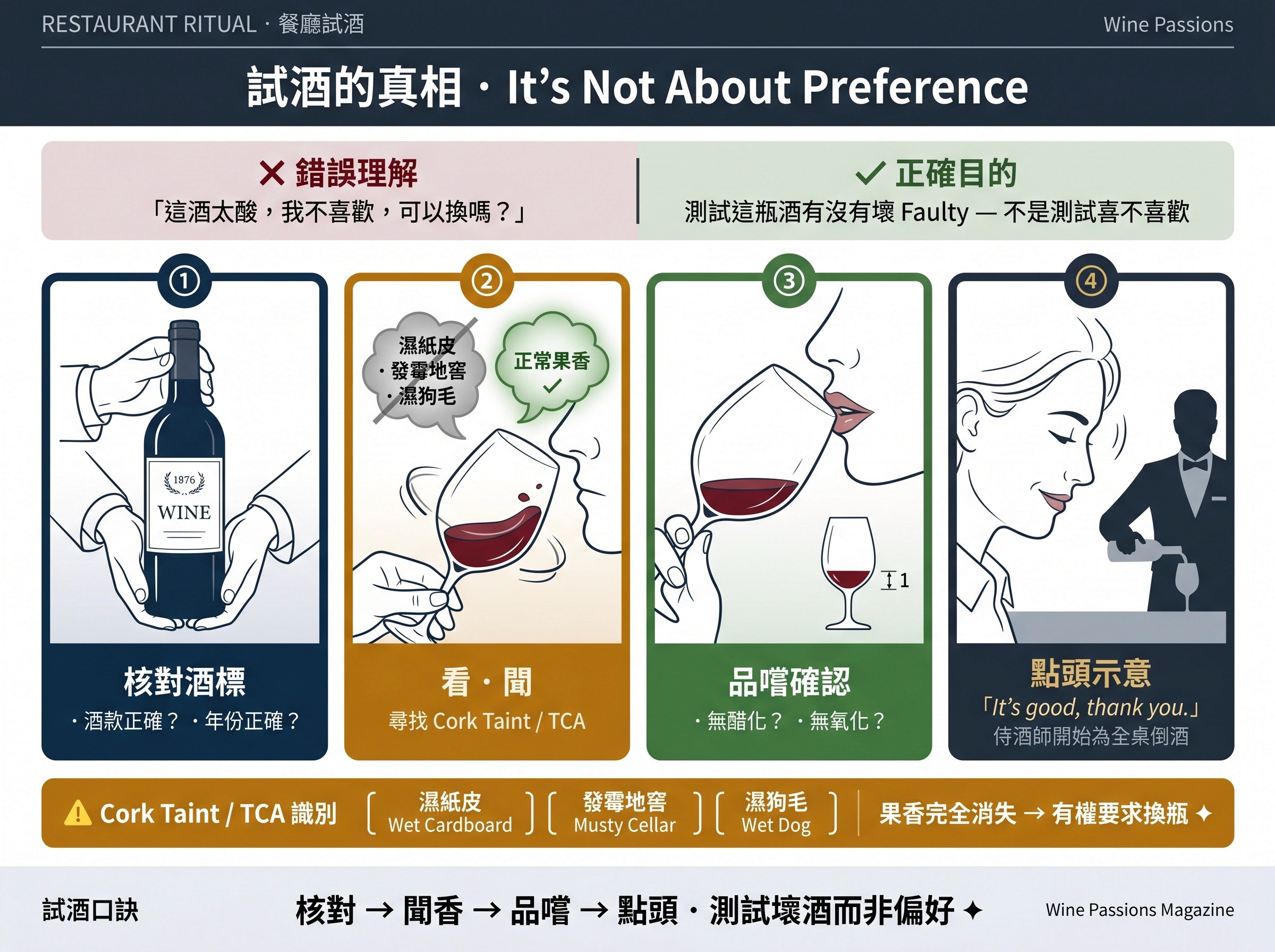  試酒步驟真相：為何倒一小口給你？試 Cork 還是試味？