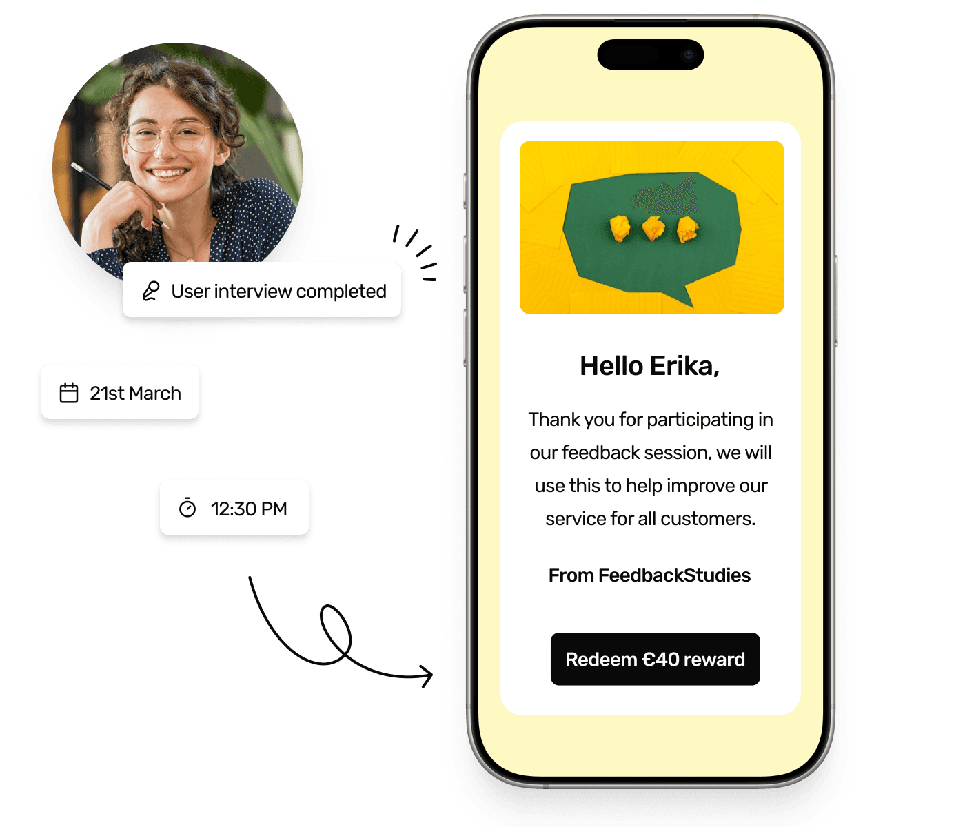 Erika using Rewardable as part of her research participation..