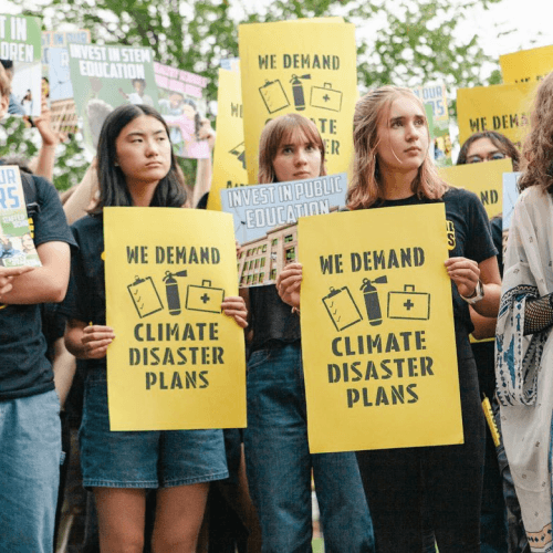 Sophia Zhang protesting at a science activism event