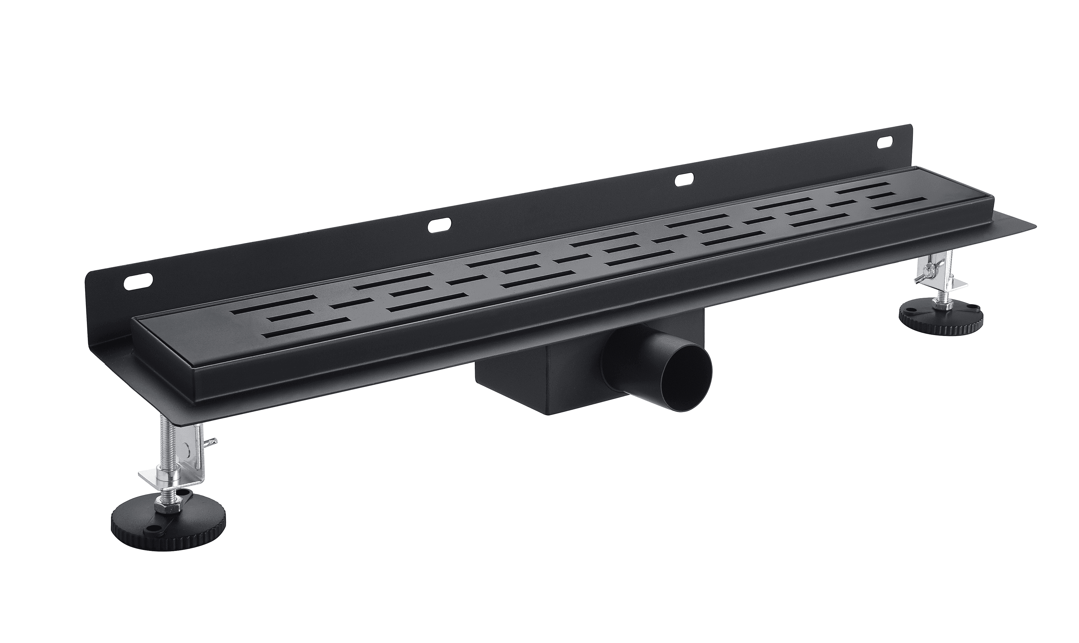 The Dynamic Way Dynamic Way douchegoot 80x7cm met muurflens zwart rvs