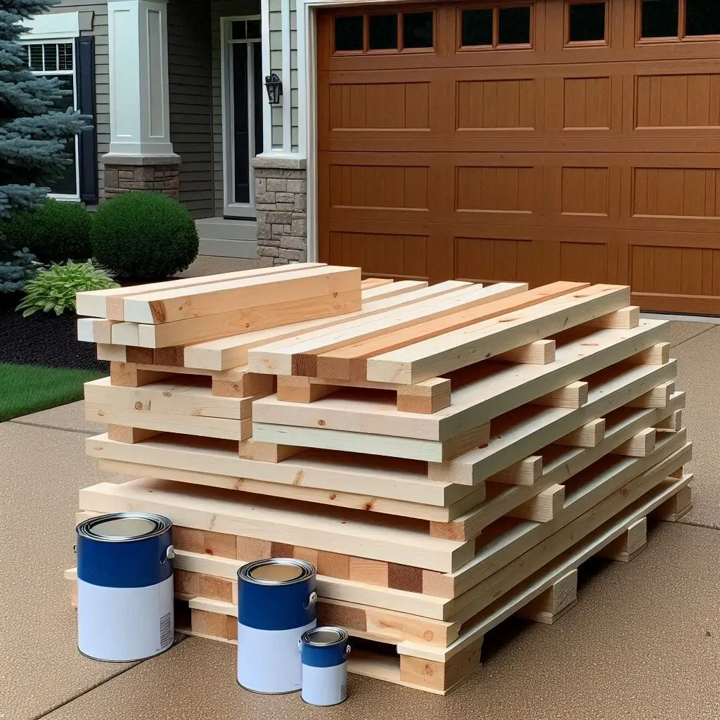 An image of neatly stacked wood planks.