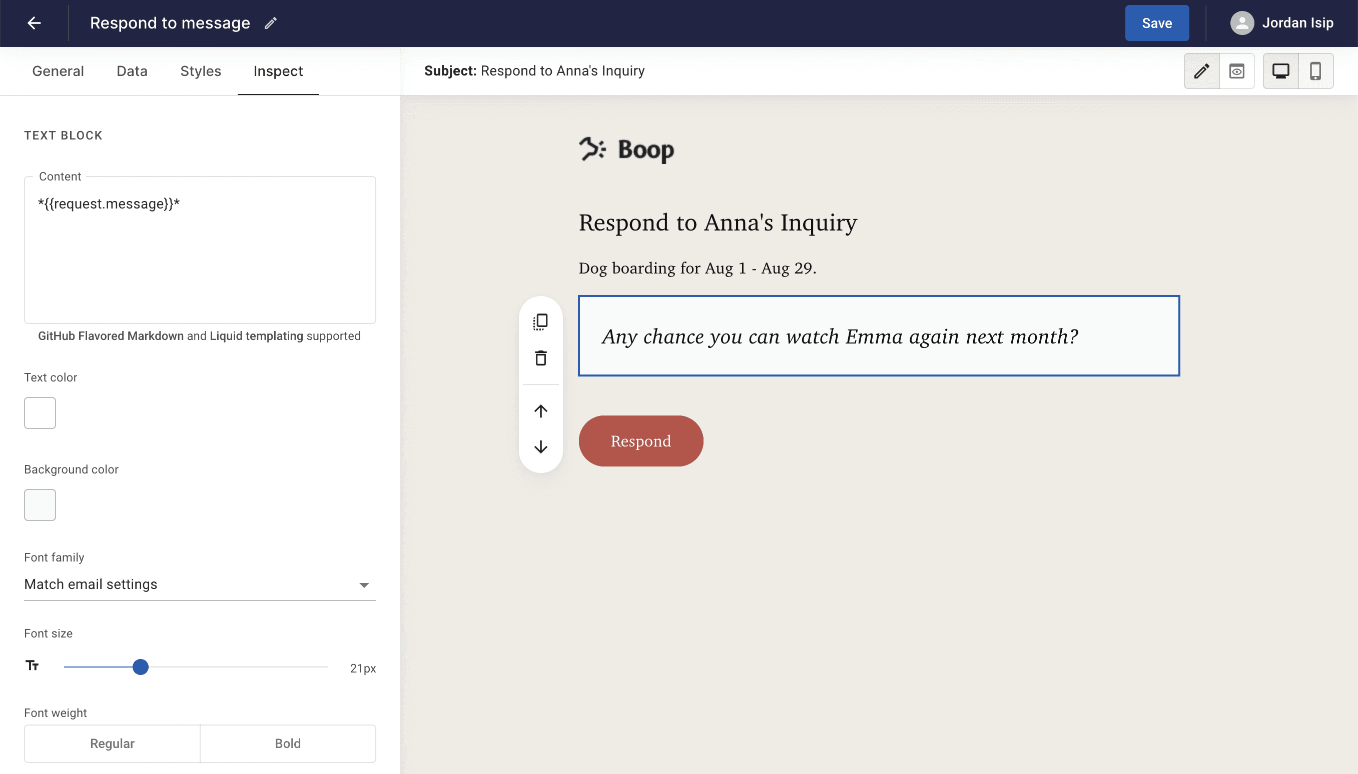 Screenshot of Waypoint's template builder