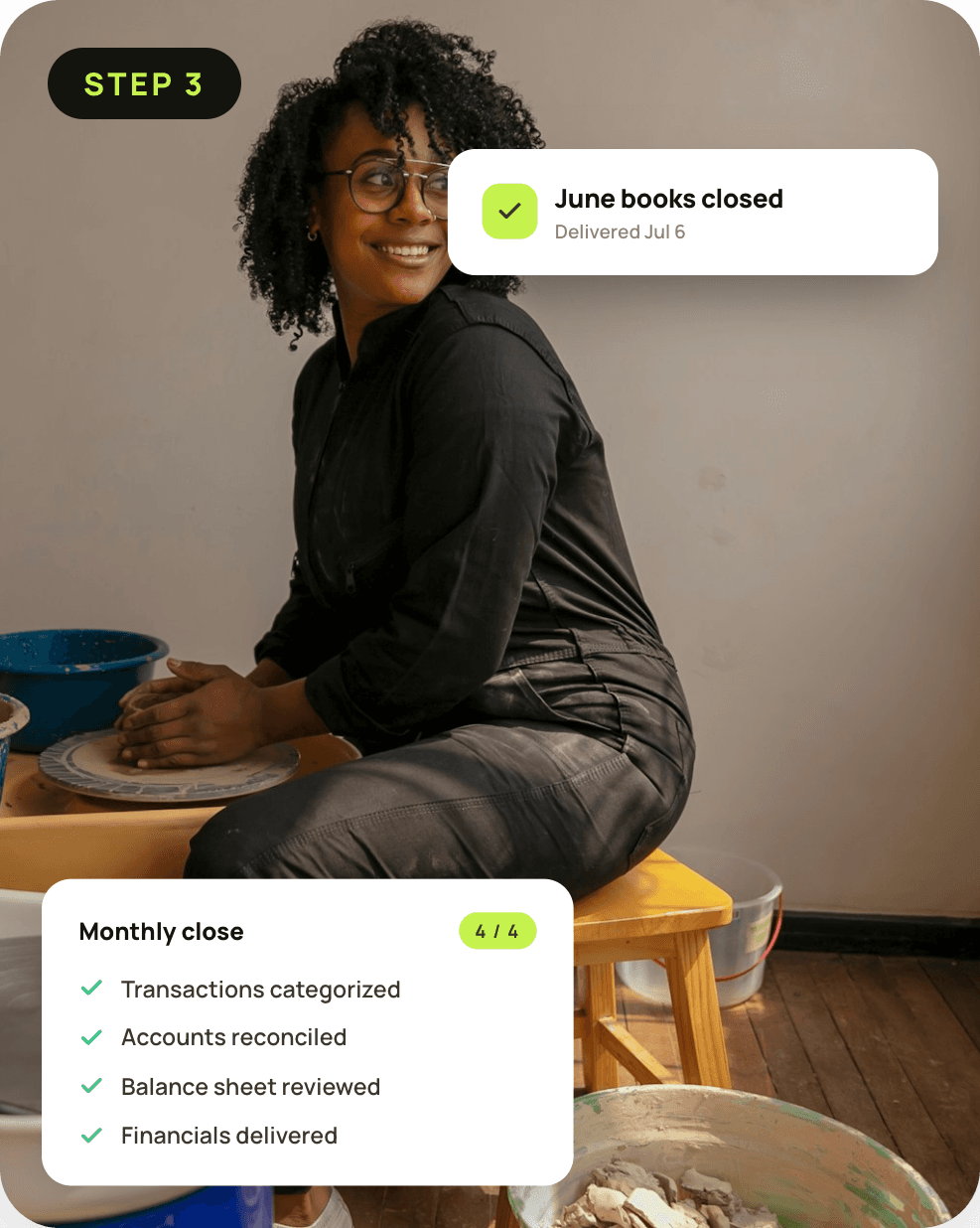 Step 3: monthly books closed and delivered