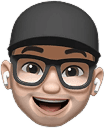 3D avatar representing a power user of the product, wearing glasses, a black cap, and wireless earbuds