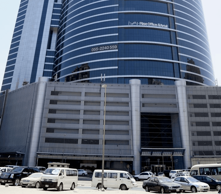 Modern commercial building offering retail and office units for lease in a high-demand business district.