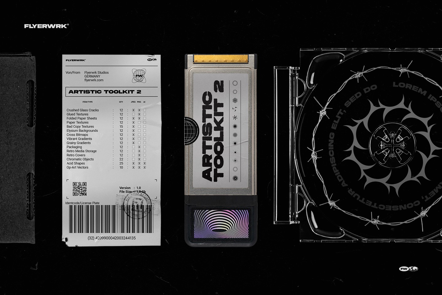 Artistic Toolkit 2 assets preview showing retro media objects packaging and textures