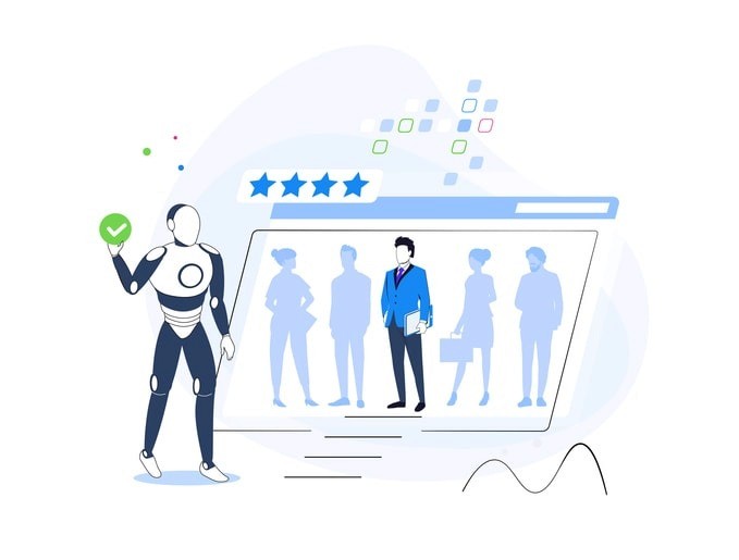 A collage of success stories showcasing AI in hiring processes, with visuals of diverse job seekers.