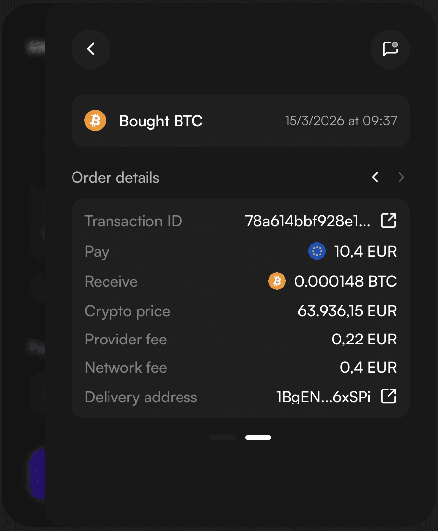 Swapped Ramp order summary