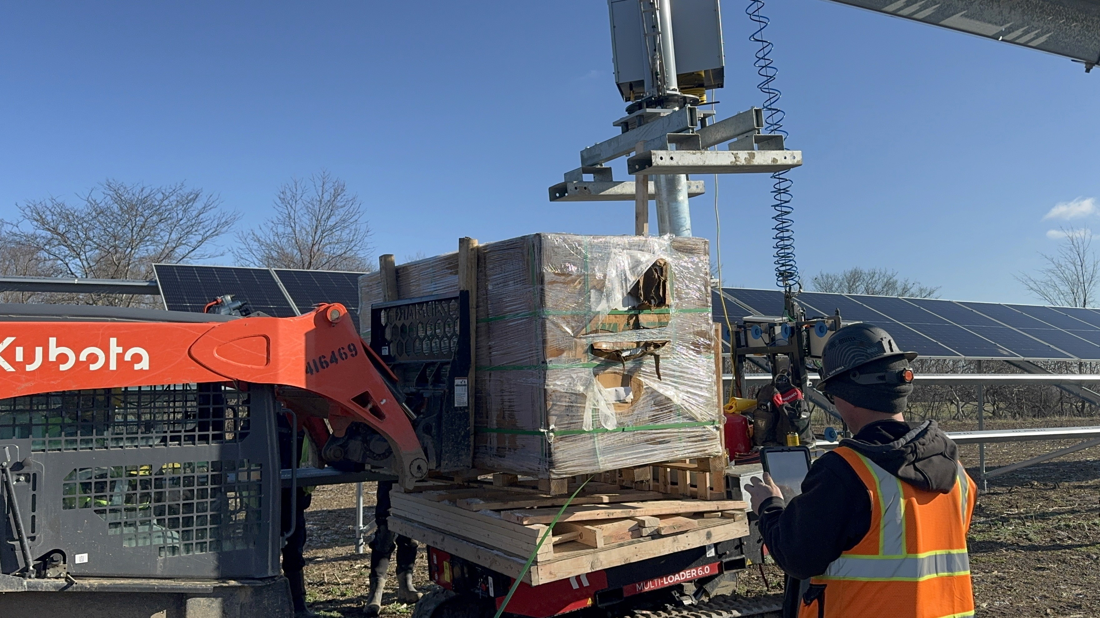Loading Panels onto Solar Mule Rack